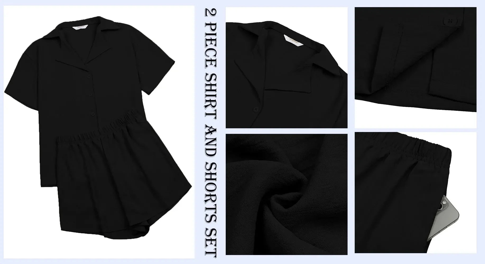 2 Piece Womens Outfit Sets Button down Shirts and Shorts Casual Lounge Sets Short Sleeve Pajamas Sets Summer Loungewear