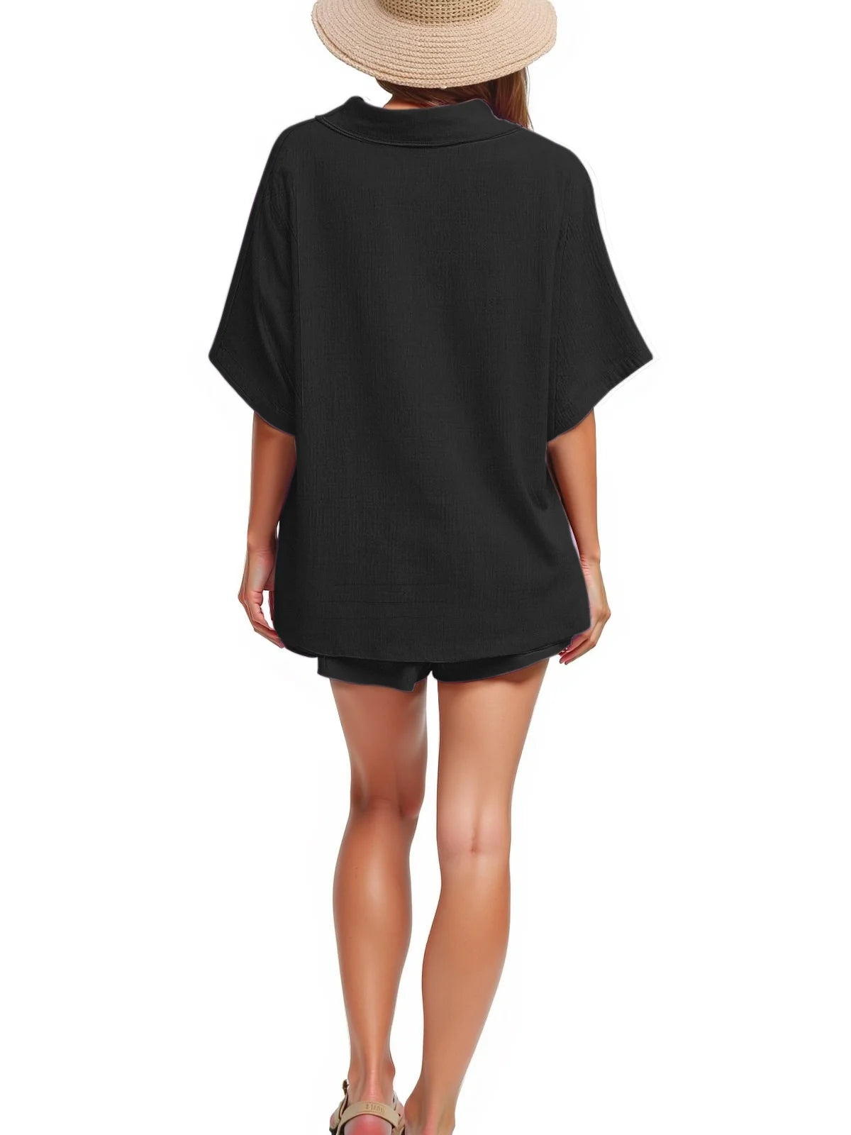 2 Piece Womens Outfit Sets Button down Shirts and Shorts Casual Lounge Sets Short Sleeve Pajamas Sets Summer Loungewear